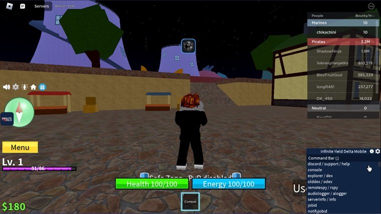 Click on Delta Icon To Start Using The Executor in Blox Fruits Roblox Game