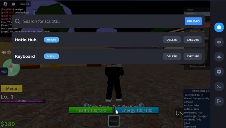 Delta Executor APK for Android Latest version User Interface